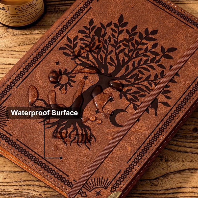 Ovesmusl PU Leather A5 Binder 6 Ring Refillable Journal 100 GSM 240 Pages Refill Paper Include A5 Planner Binder Loose Leaf Binder Notebook 5.7”x8.3”, Brown Tree - Image 5